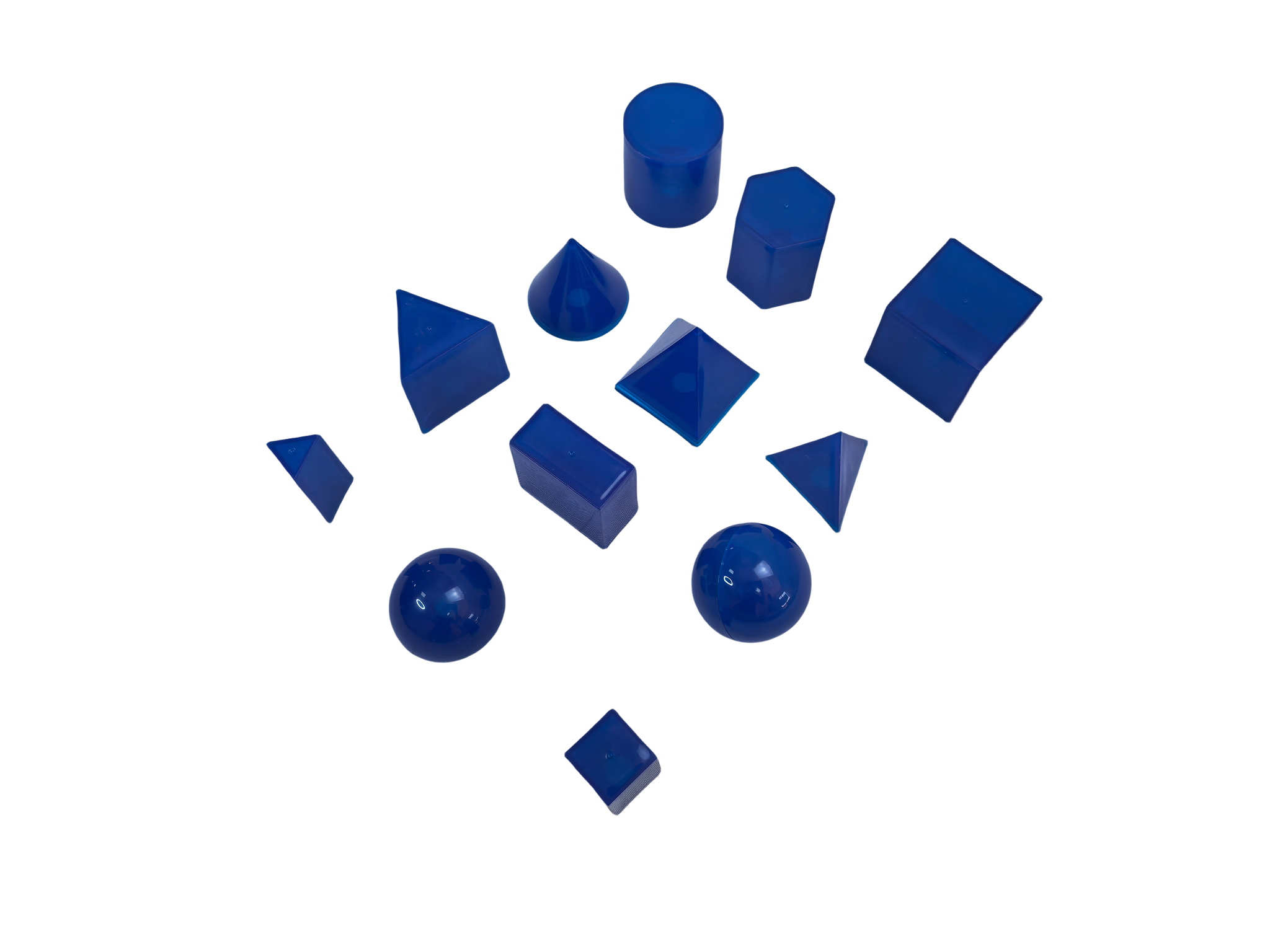 Sada 12dílných průhledných 3D geometrických pevných modelů